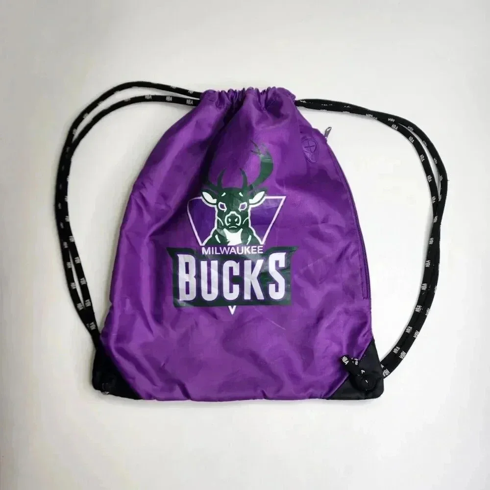 Vintage NBA Elevation Milwaukee Bucks String Backpack‎ Purple Green Bag